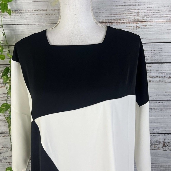 Ever Sassy Tunic Top sz Extra Small Black Ivory Lagenlook Wedding Church Modest - Picture 4 of 11